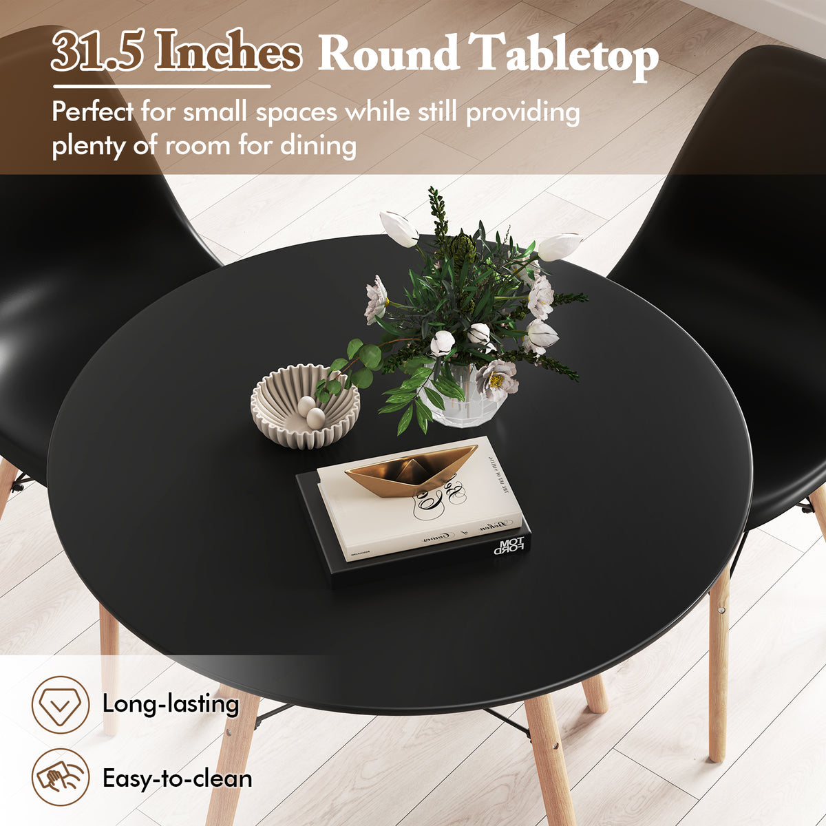 5 Pieces Table Set With Solid Wood Leg For Dining Room