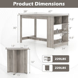 5 Pieces Dining Table Set with Storage Shelf and 4 Stools