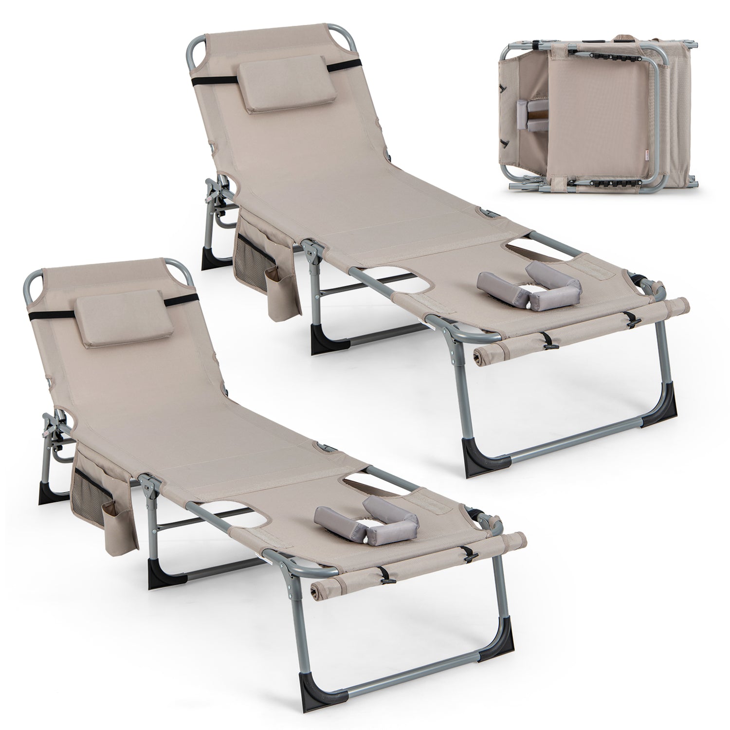5-position Outdoor Folding Chaise Lounge Chair