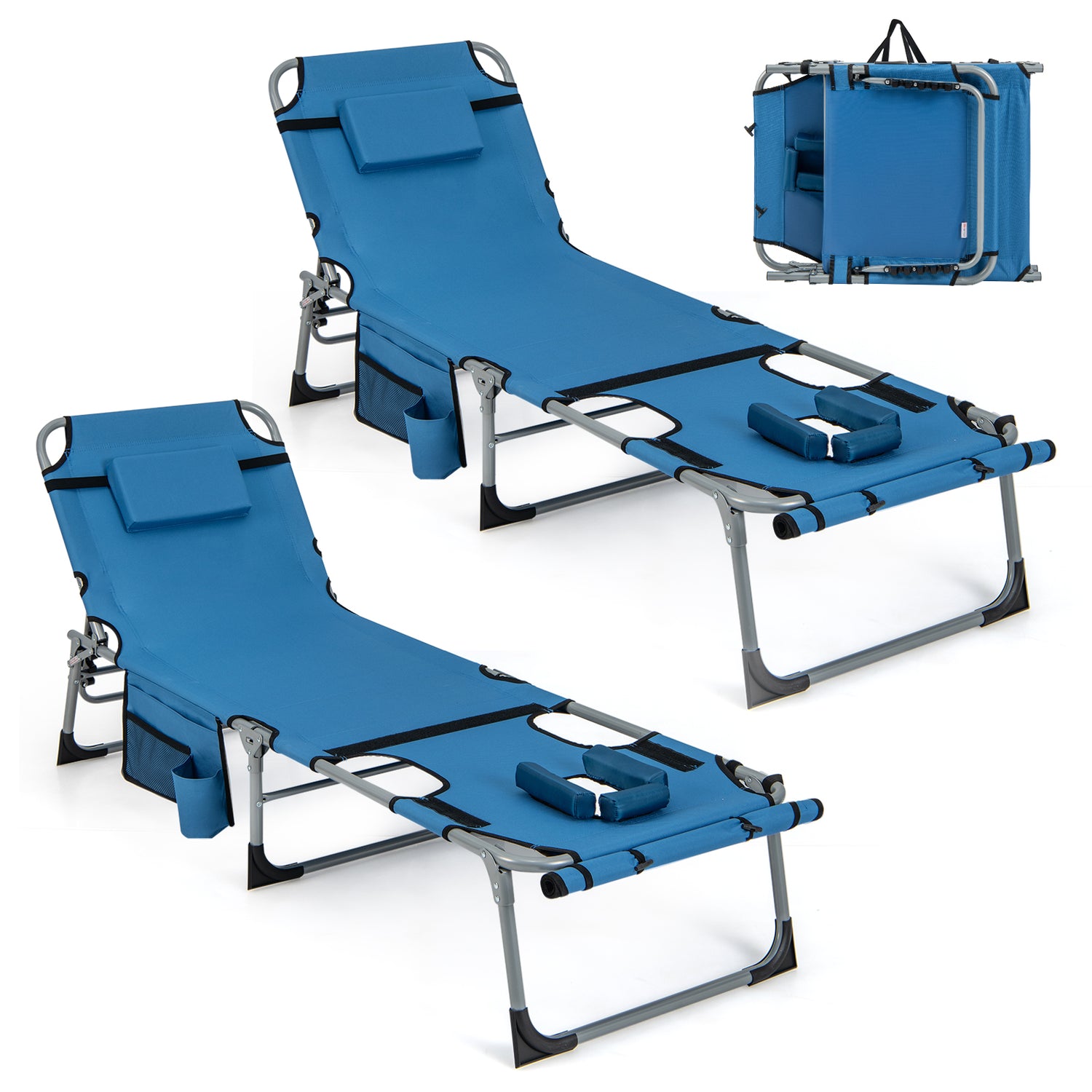 5-position Outdoor Folding Chaise Lounge Chair