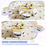 5 Piece Toddler Round Nesting Table with 4 Storage Stools for Activity