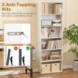 6-Tier Bookcase with 6 Open Shelves and Anti-Toppling Kits