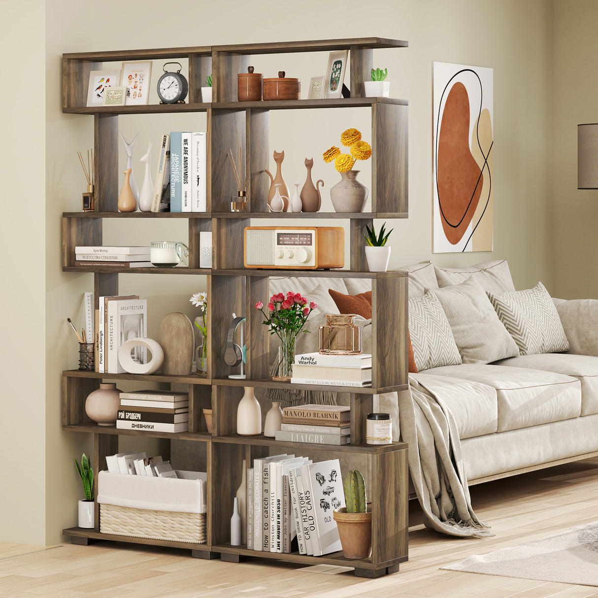 6-Tier Bookcase with Anti-Tipping Kit
