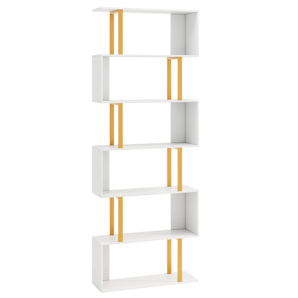 5-Tier/6-Tier Geometric Bookcase with Metal Frame and Anti-tipping Kits-5