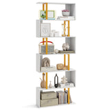 5-Tier/6-Tier Geometric Bookcase with Metal Frame and Anti-tipping Kits-5