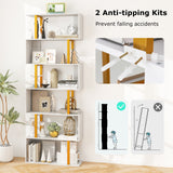 5-Tier/6-Tier Geometric Bookcase with Metal Frame and Anti-tipping Kits-5