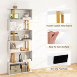 5-Tier/6-Tier Geometric Bookcase with Metal Frame and Anti-tipping Kits-5