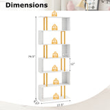 5-Tier/6-Tier Geometric Bookcase with Metal Frame and Anti-tipping Kits-5