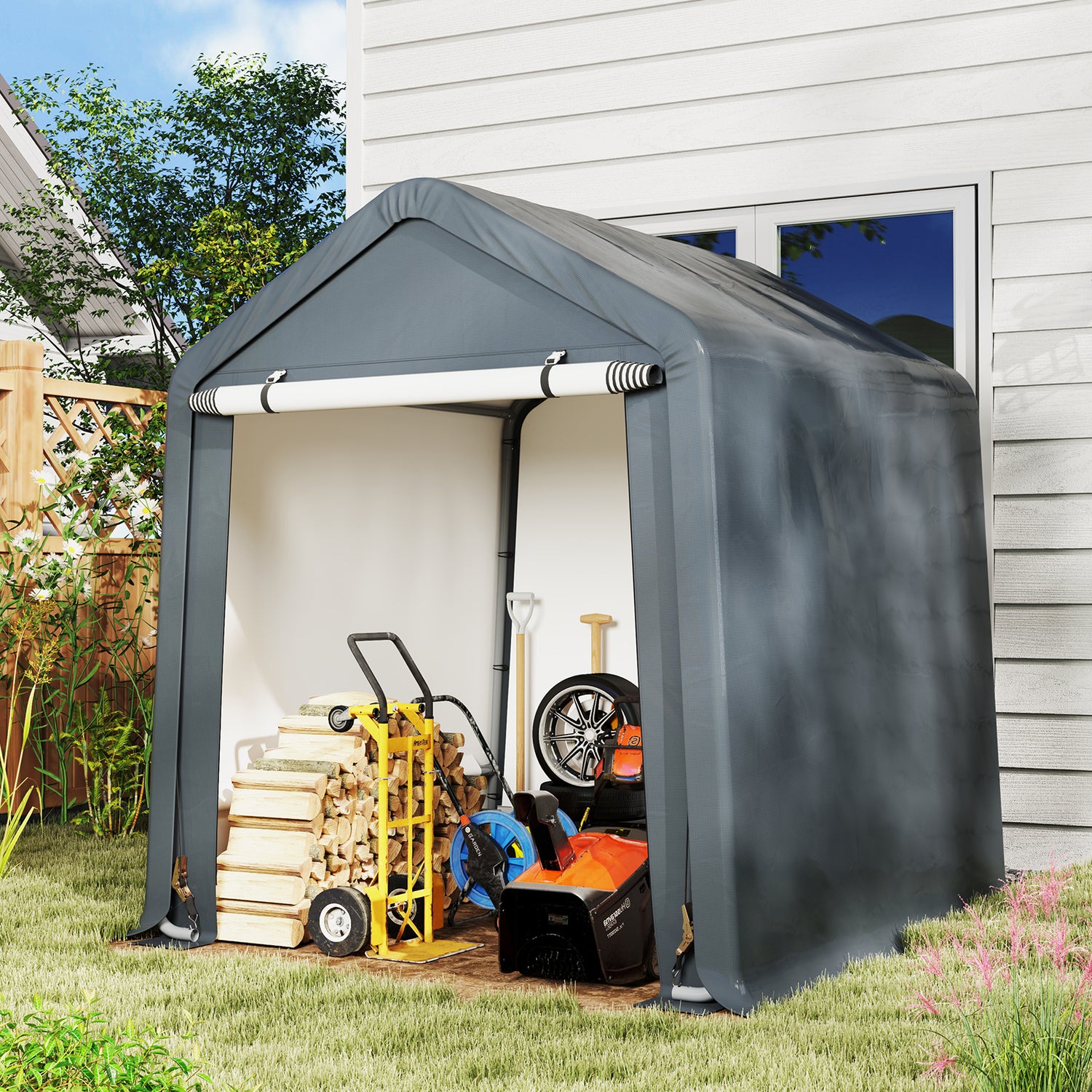 6 x 6.5/8 x 6.5 Feet Portable Motorcycle Outdoor Storage Shelter