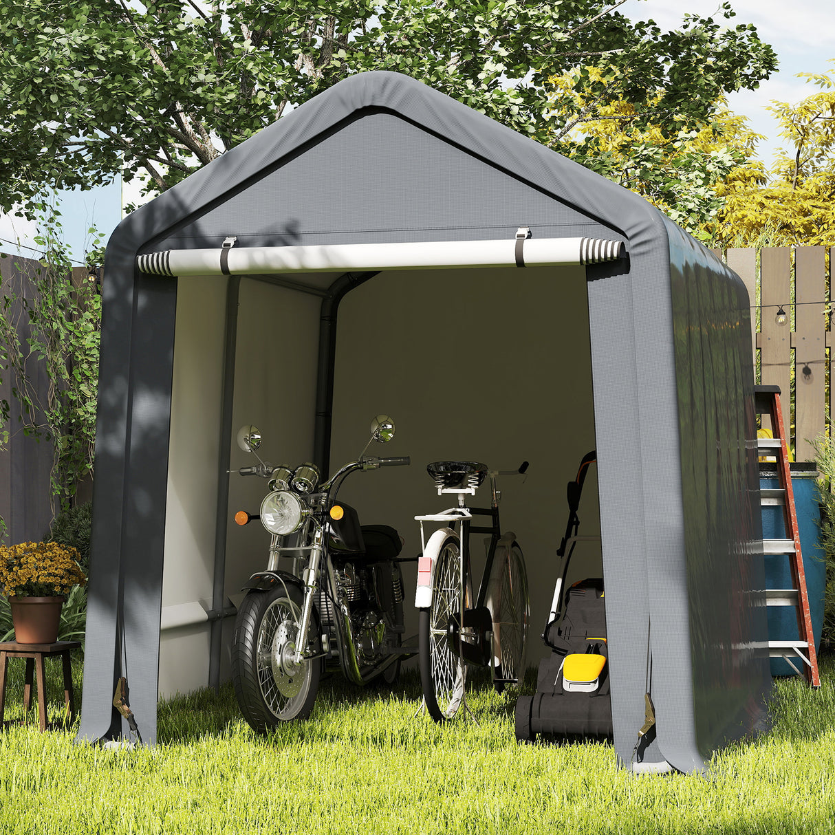6 x 6.5/8 x 6.5 Feet Portable Motorcycle Outdoor Storage Shelter