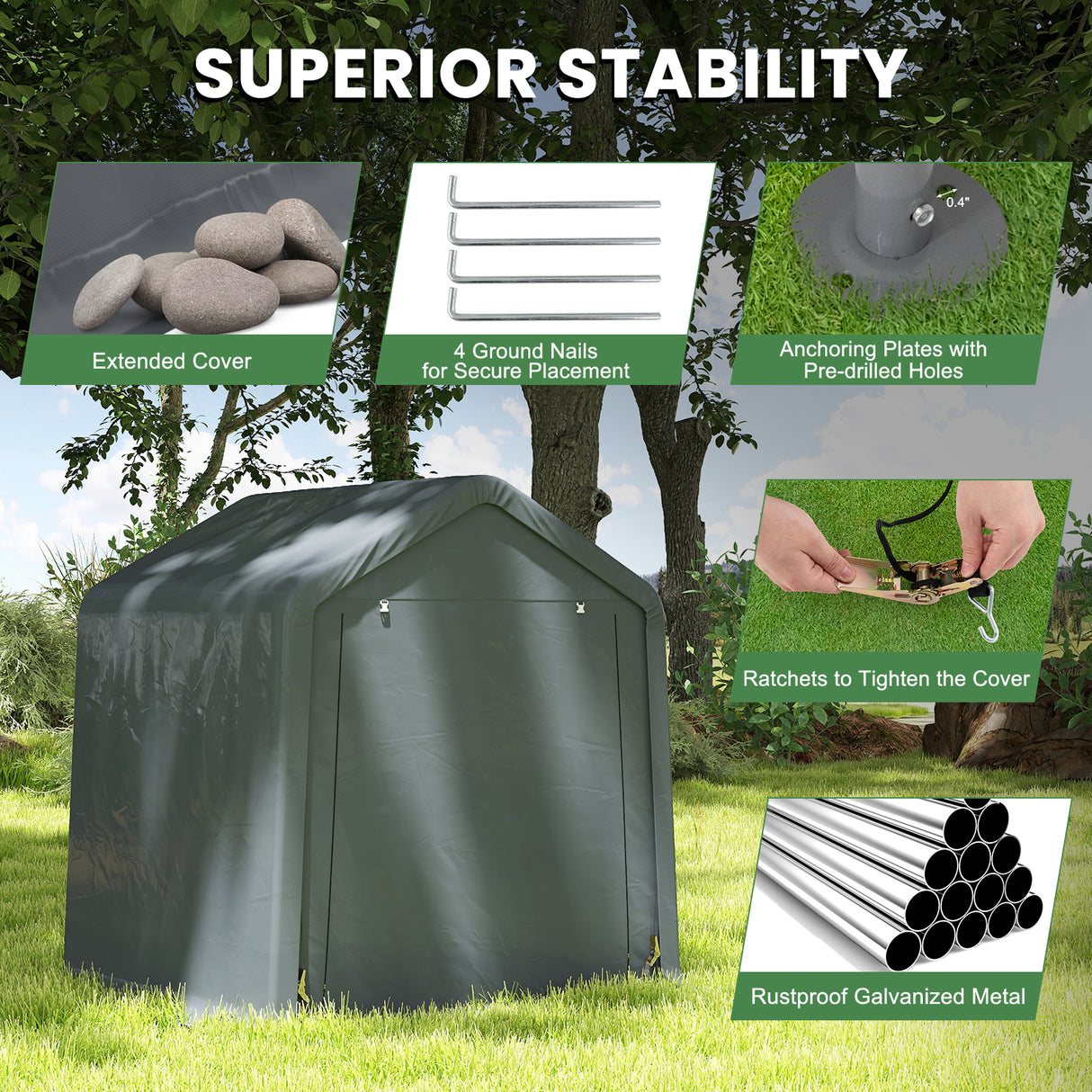 6 x 6.5/8 x 6.5 Feet Portable Motorcycle Outdoor Storage Shelter
