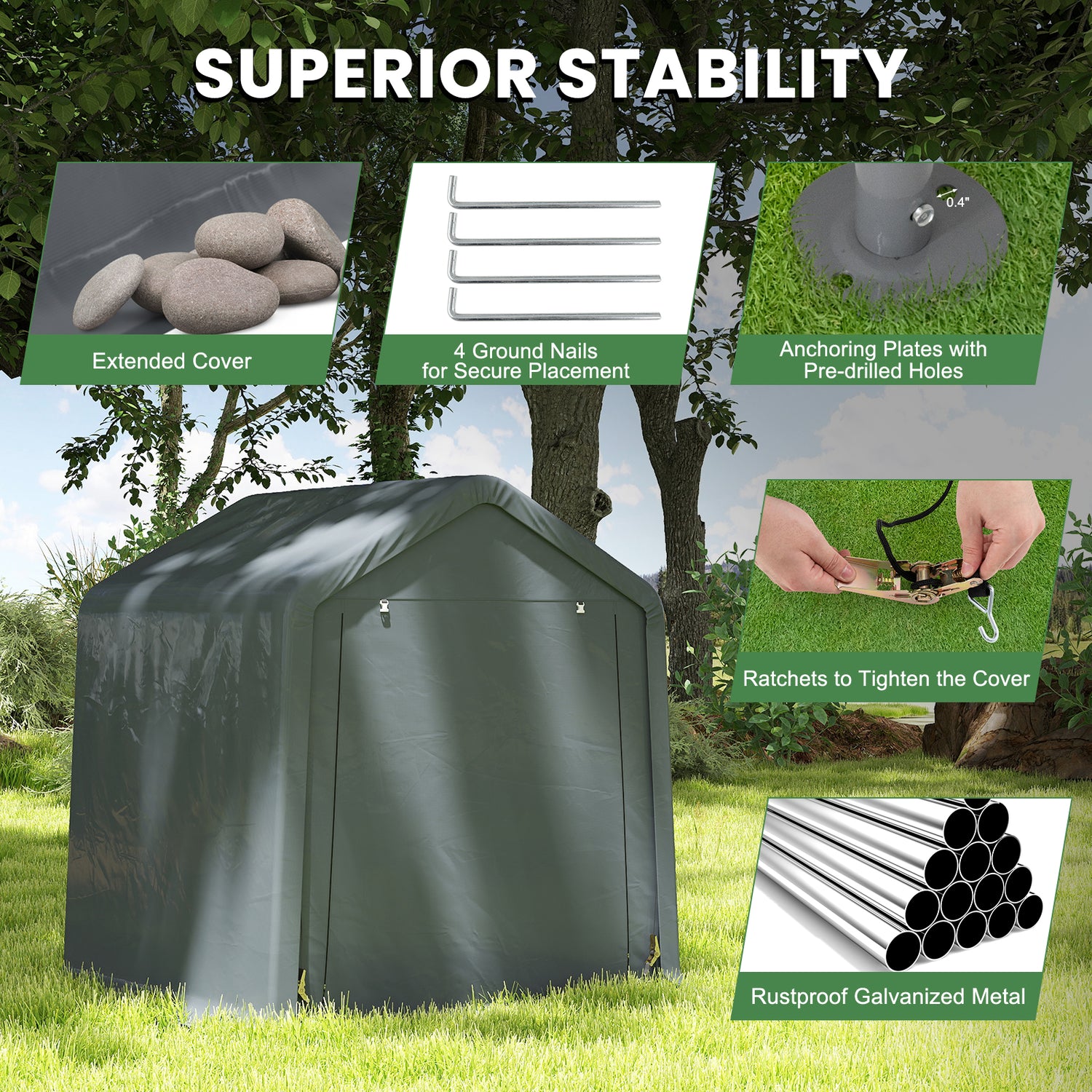 6 x 6.5/8 x 6.5 Feet Portable Motorcycle Outdoor Storage Shelter