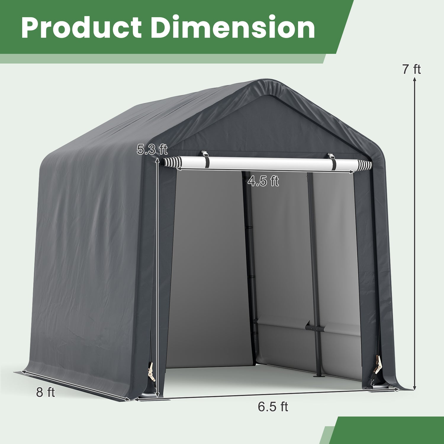 6 x 6.5/8 x 6.5 Feet Portable Motorcycle Outdoor Storage Shelter