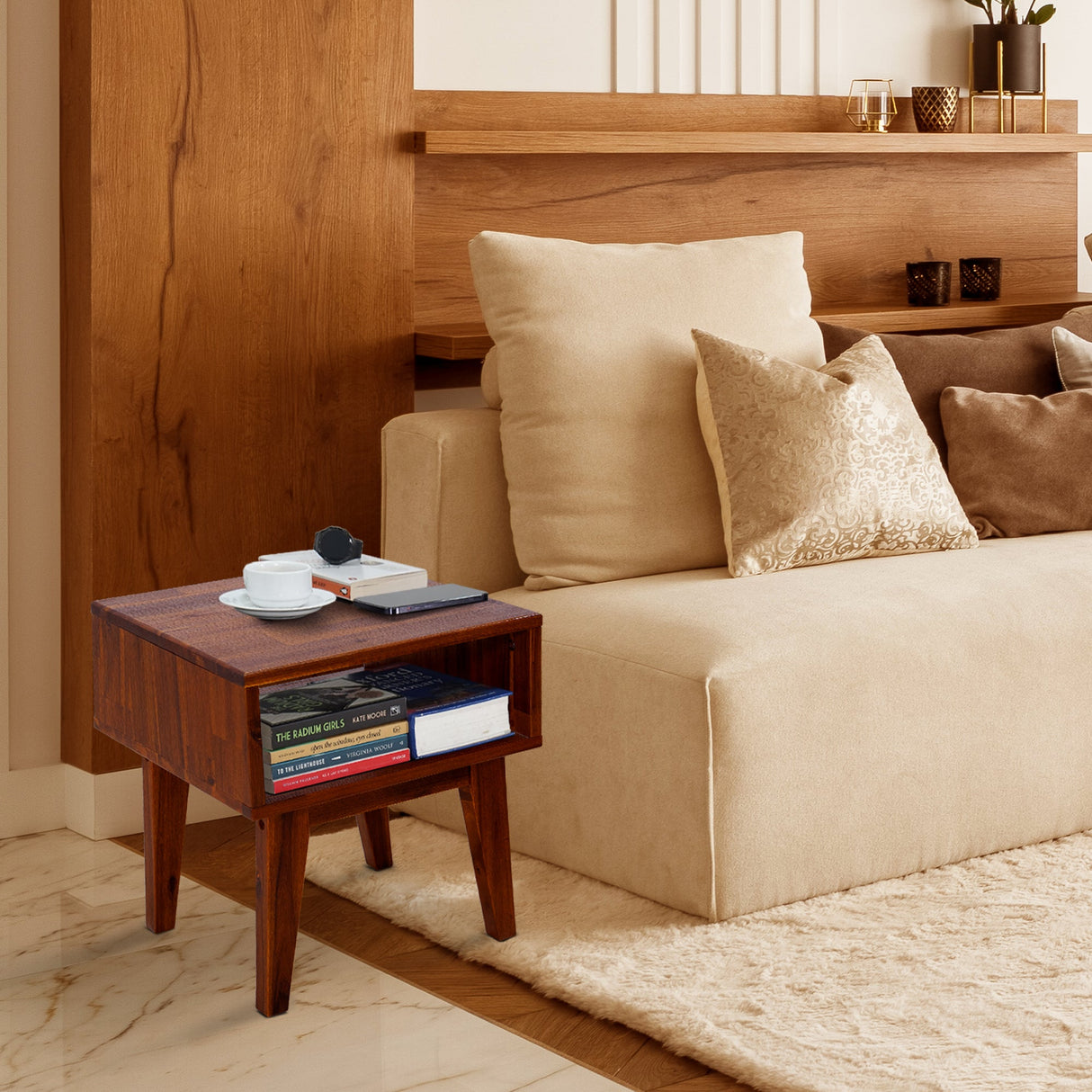 Acacia Serena Solid Wood Nightstand - Elegant and Durable Bedside Storage