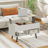31.5 Inch Lift Top Coffee Table with Hidden Compartment and 2 Storage Shelves