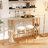 60 Inch Long Bar Table Narrow with Faux Marble Tabletop and Storage Shelves
