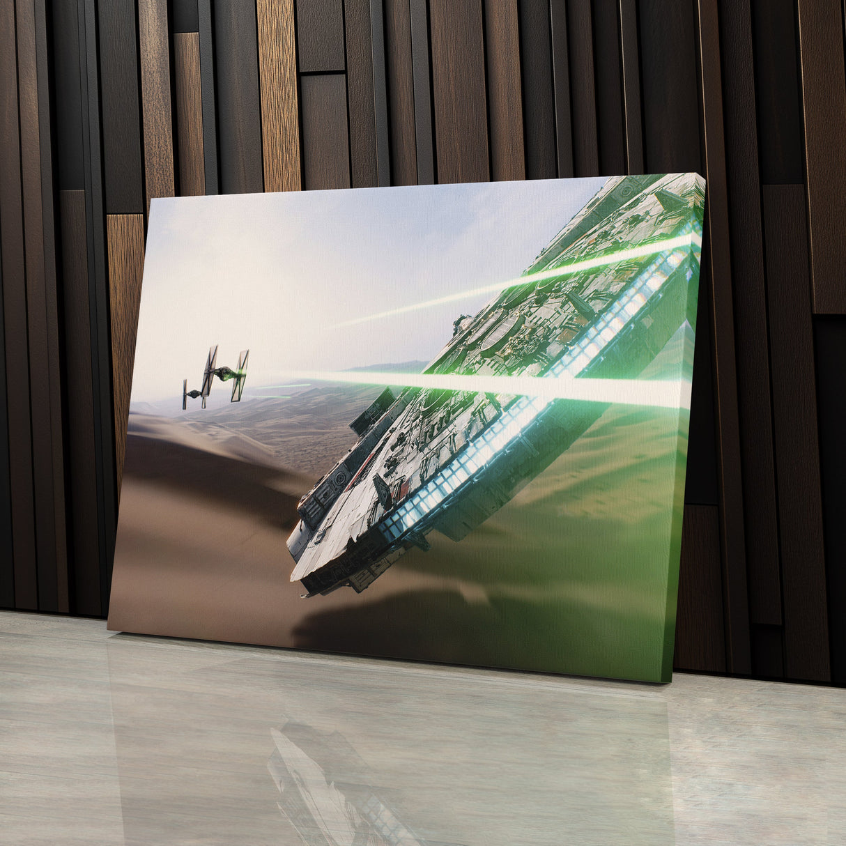 Star Wars Millennium Falcon Tie Fighter Canvas Art - The Force Awakens