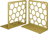 Honeycomb Metal Bookend – Modern Geometric Book Holder