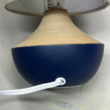 CREATIVE CO-OP Stoneware Table Lamp w/ Linen Shade (No Bulb) Blue/Tan DF8763