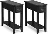 2 Pieces 2 Tier Sofa Side End Table with Drawer and Open Shelf