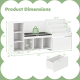 Kids Bookcase with Reading Nook 4-in-1 Standing Toy Organizer-White
