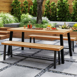 63 Inch 3-Person Acacia Patio Wood Outdoor Backless Bench