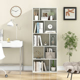 63 Inch 5-Tier Geometric 10-Cube Bookshelf Tall Bookcase-White