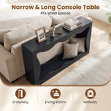 Console Table 2-Tier Narrow Entryway Table with Wavy Edge Storage Shelf