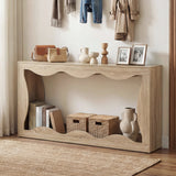 Console Table 2-Tier Narrow Entryway Table with Wavy Edge Storage Shelf