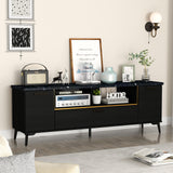 63 Inch TV Stand with Flip Door Cabinet for TVs up to 75 Inch-Black