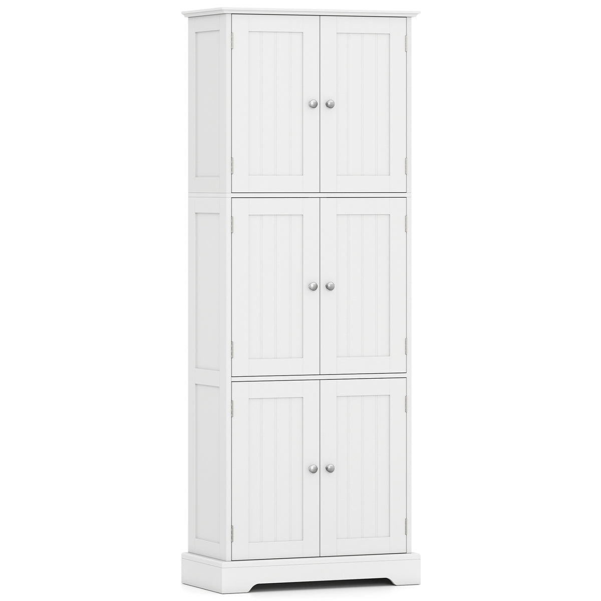 63 Inch Tall Bathroom Storage Cabinet with 6 Doors and Adjustable Shelves
