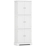 63 Inch Tall Bathroom Storage Cabinet with 6 Doors and Adjustable Shelves