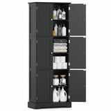 63 Inch Tall Bathroom Storage Cabinet with 6 Doors and Adjustable Shelves