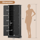 63 Inch Tall Bathroom Storage Cabinet with 6 Doors and Adjustable Shelves