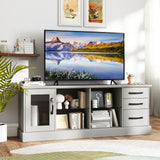 63 Inches Media Console Table with 3 Drawers and 2 Glass Shelves