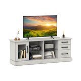 63 Inches Media Console Table with 3 Drawers and 2 Glass Shelves