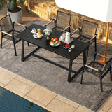 63" Large Dining Table with Wavy Edge and Heavy-duty Metal Frame