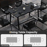 63" Large Dining Table with Wavy Edge and Heavy-duty Metal Frame