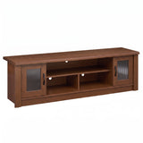 63â Wooden Farmhouse TV Stand for 70" TVs with 2 Fluted Doors and 3 Open Compartments