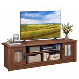 63â Wooden Farmhouse TV Stand for 70" TVs with 2 Fluted Doors and 3 Open Compartments