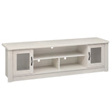 63â Wooden Farmhouse TV Stand for 70" TVs with 2 Fluted Doors and 3 Open Compartments