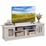63â Wooden Farmhouse TV Stand for 70" TVs with 2 Fluted Doors and 3 Open Compartments
