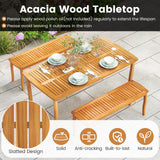 63 inch Outdoor Dining Table with Umbrella Hole Farmhouse Bistro Dinette Furniture