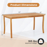 63 inch Outdoor Dining Table with Umbrella Hole Farmhouse Bistro Dinette Furniture