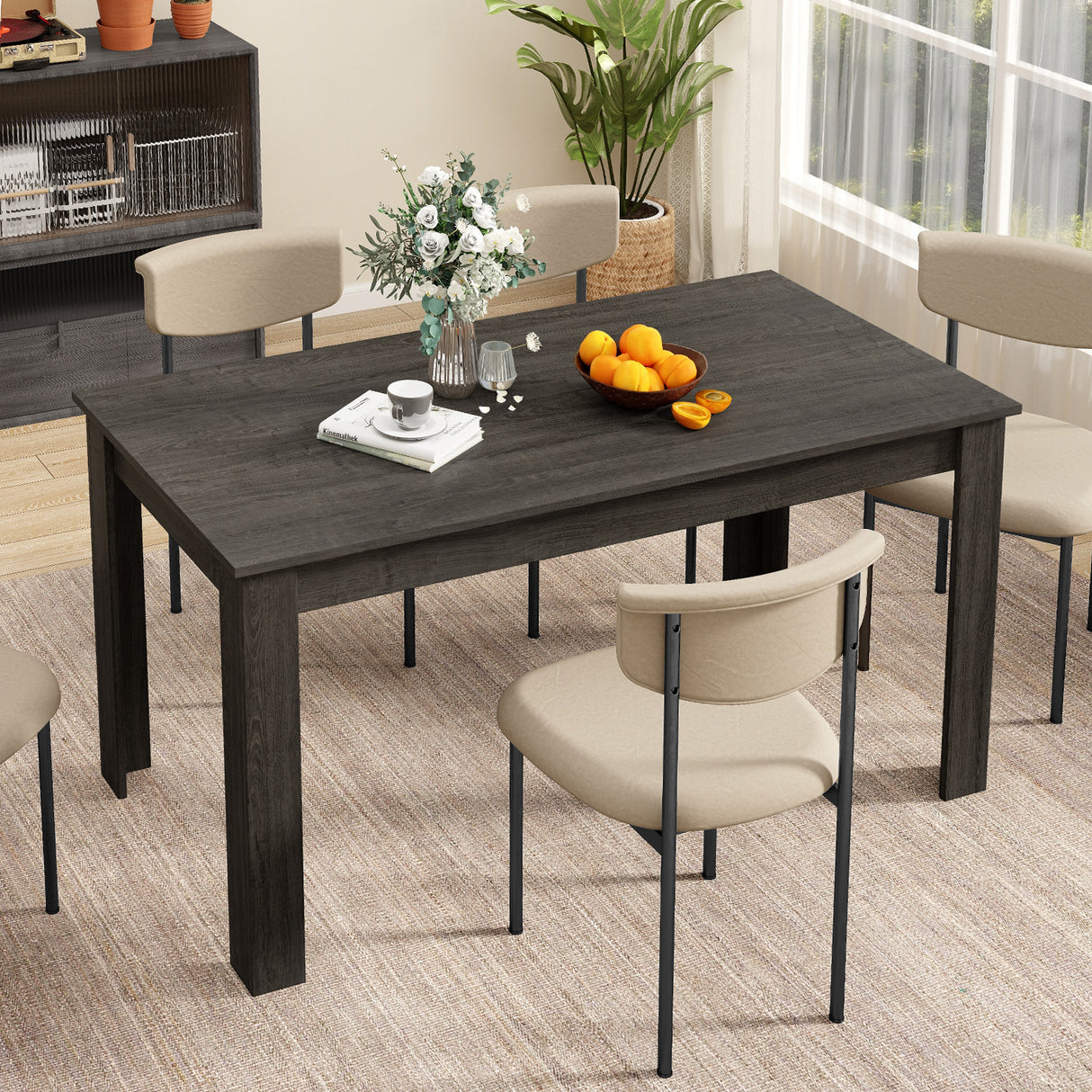 63 Inch Rectangular Modern Dining Kitchen Table for 6 People