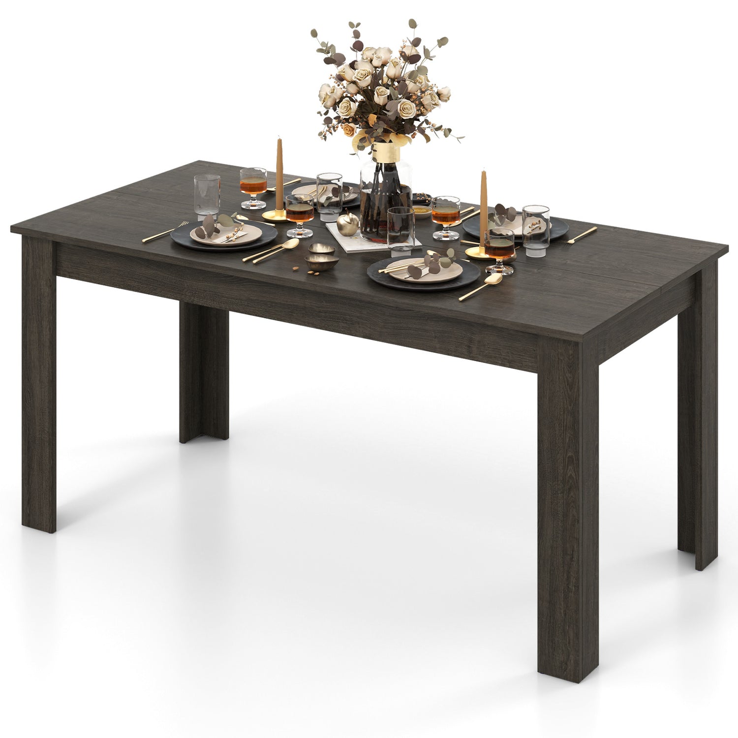 63 Inch Rectangular Modern Dining Kitchen Table for 6 People