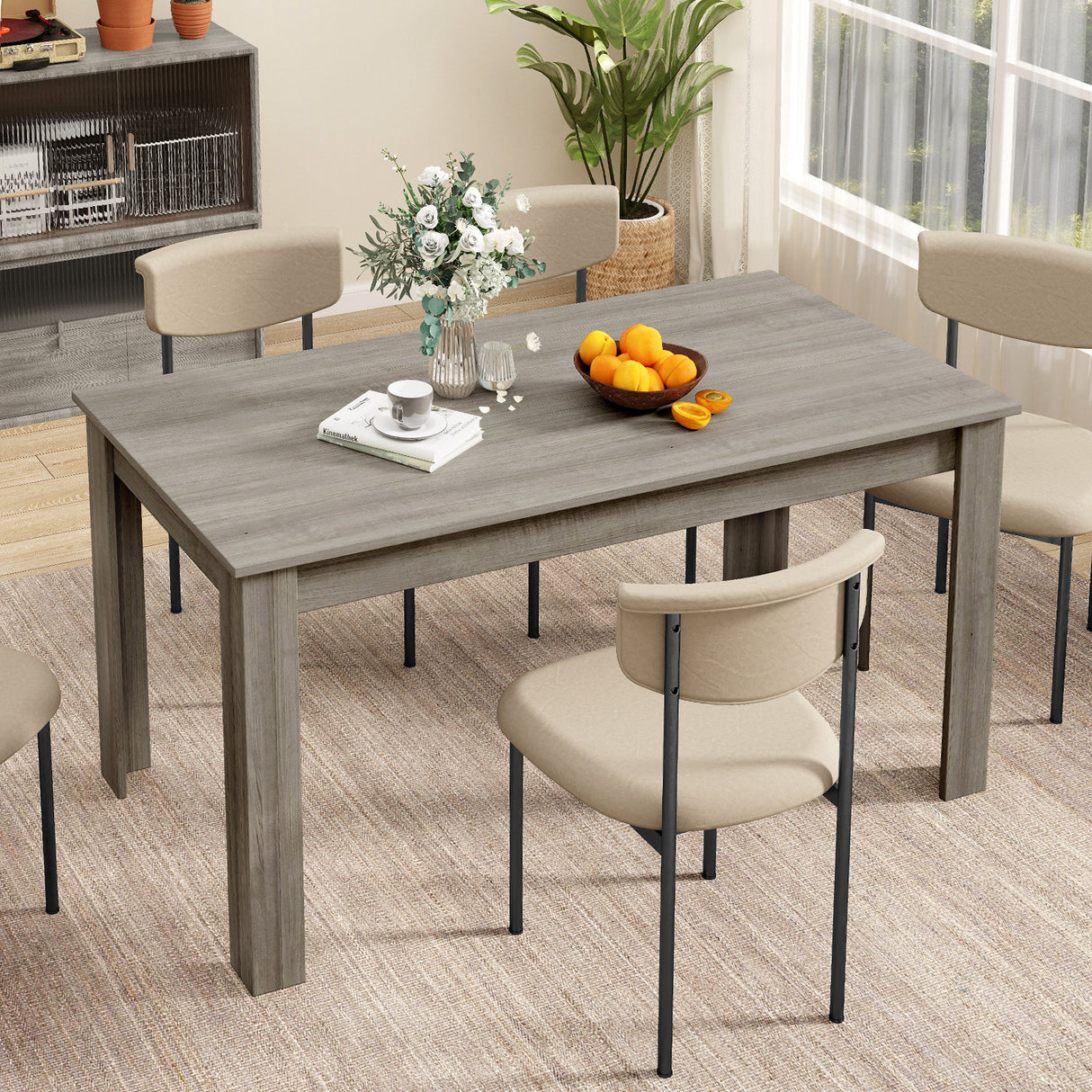 63 Inch Rectangular Modern Dining Kitchen Table for 6 People