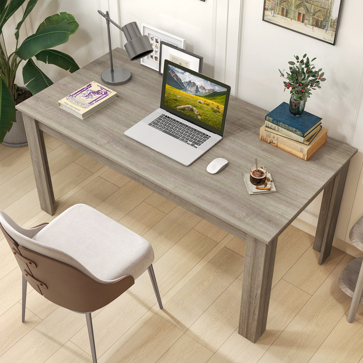 63 Inch Rectangular Modern Dining Kitchen Table for 6 People