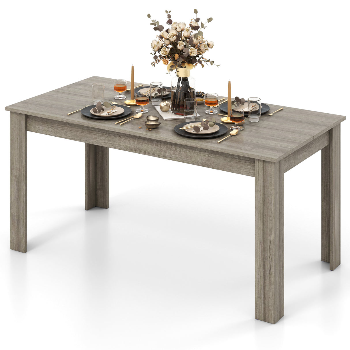 63 Inch Rectangular Modern Dining Kitchen Table for 6 People