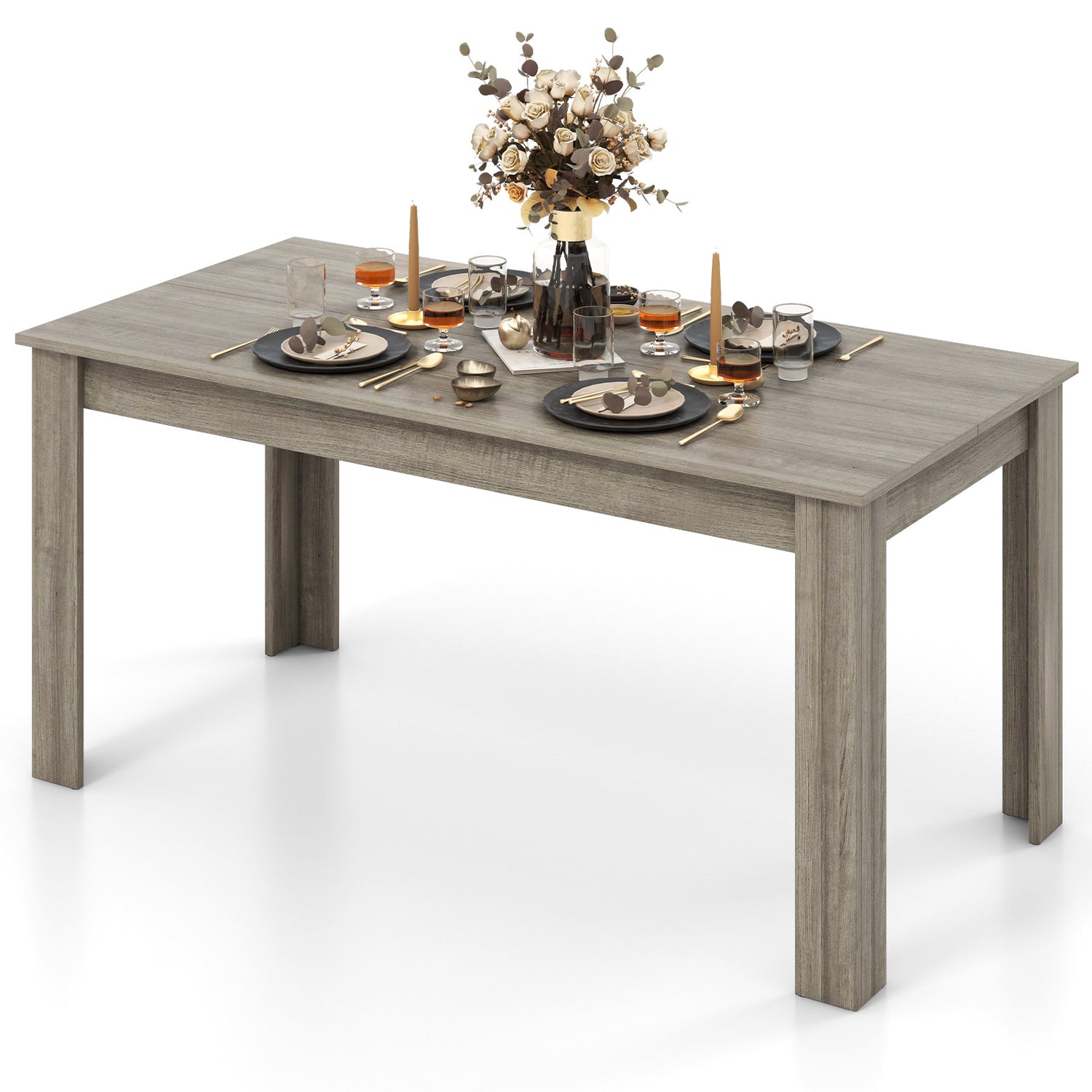 63 Inch Rectangular Modern Dining Kitchen Table for 6 People